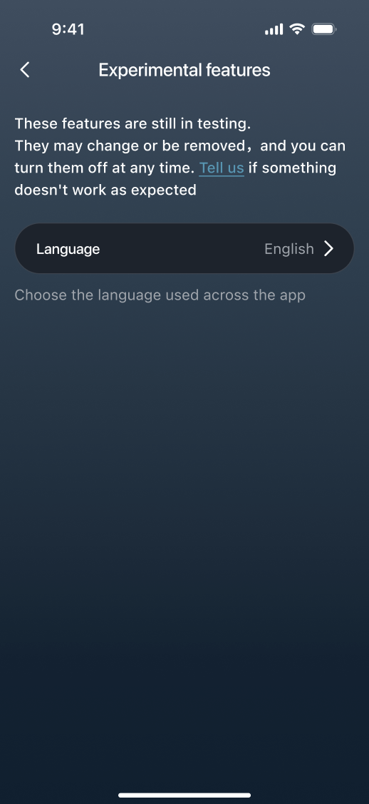 Experimental features page
