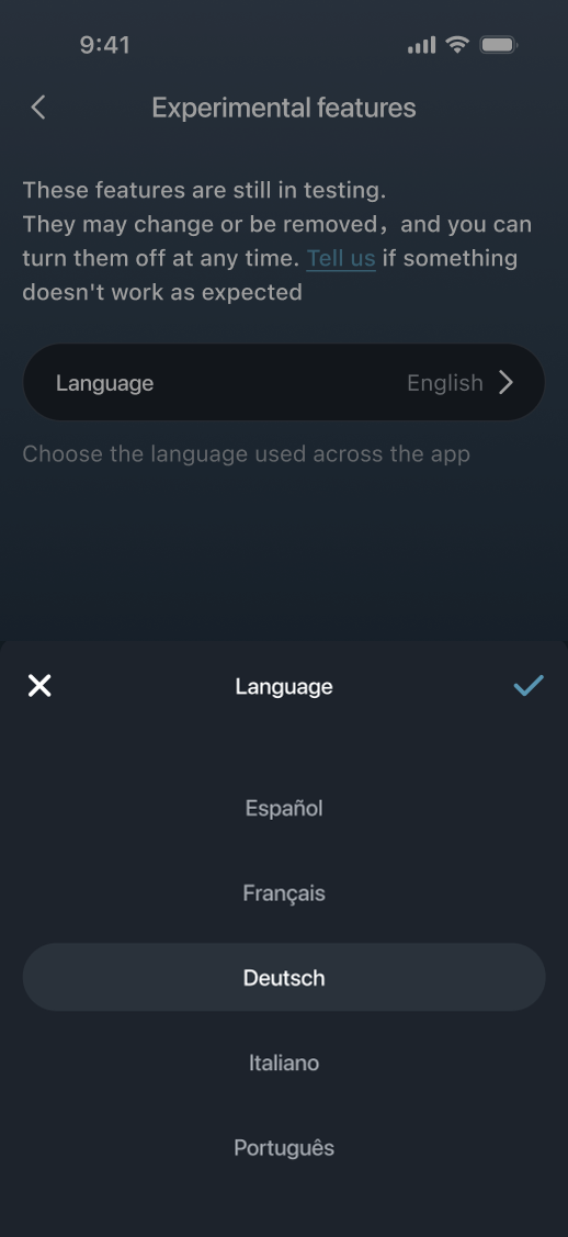 Language options