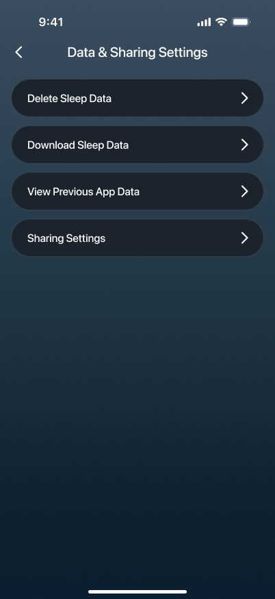 Data & Sharing Settings page