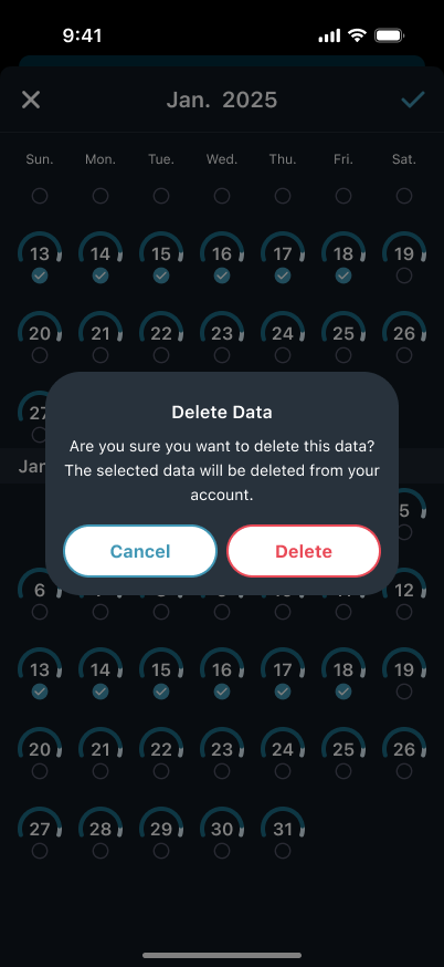 Delete sleep data confirmation