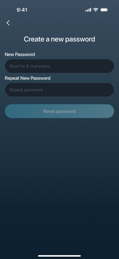 Create new password page