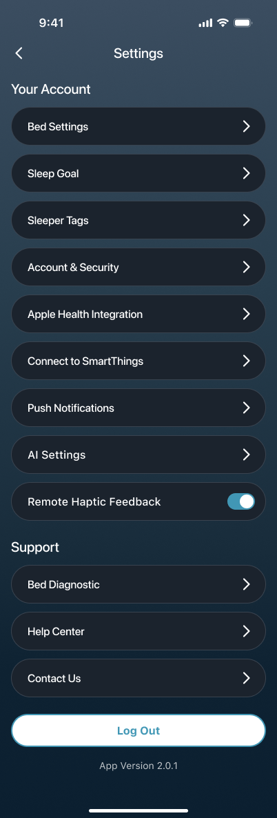 Settings home