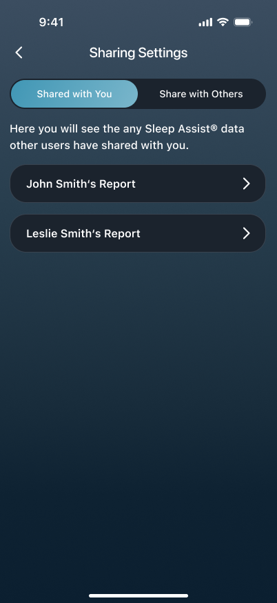 Sharing Settings page
