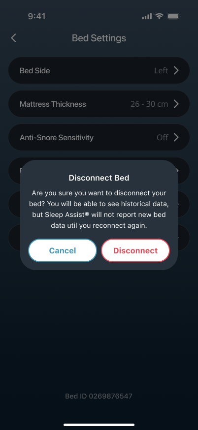 Disconnect bed confirmation