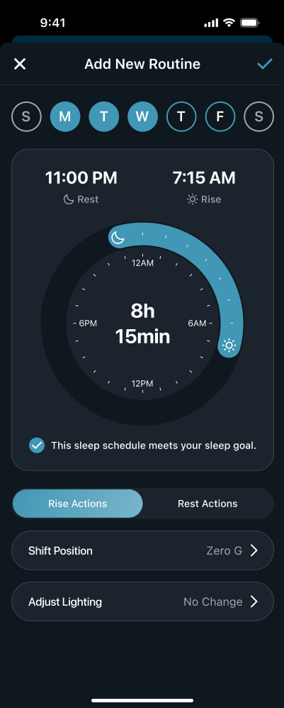 Weekly schedule actions