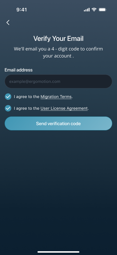 Confirm your email and send the code