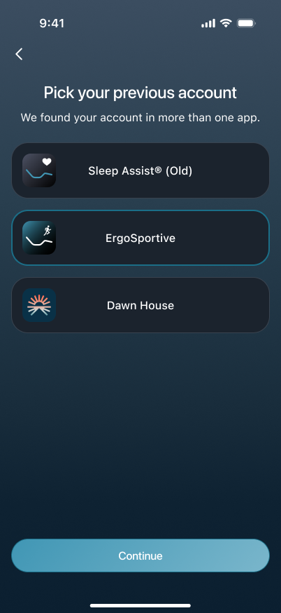Choose the older app to migrate