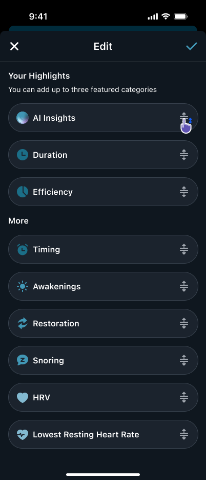 Highlights order edit