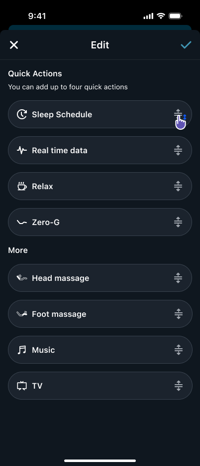 Quick Actions order edit