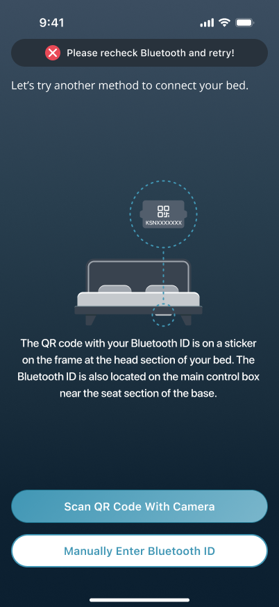 Connection failed — Bluetooth off
