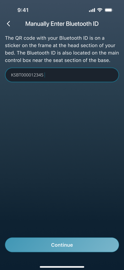 Bluetooth ID entry page