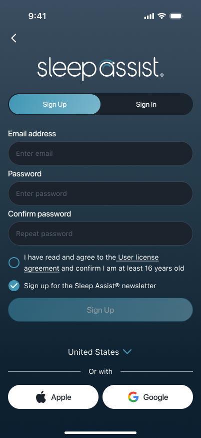 Empty sign-up form