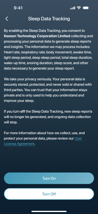 Sleep Data Tracking overview