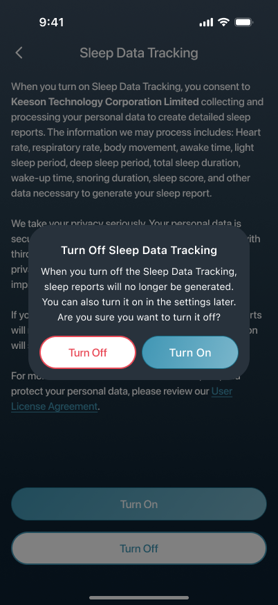 Turn-off confirmation