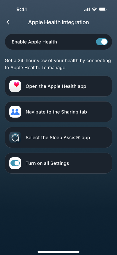 Apple Health Integration enabled