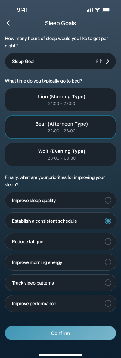 Sleep Goal overview