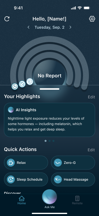 Home screen No Report